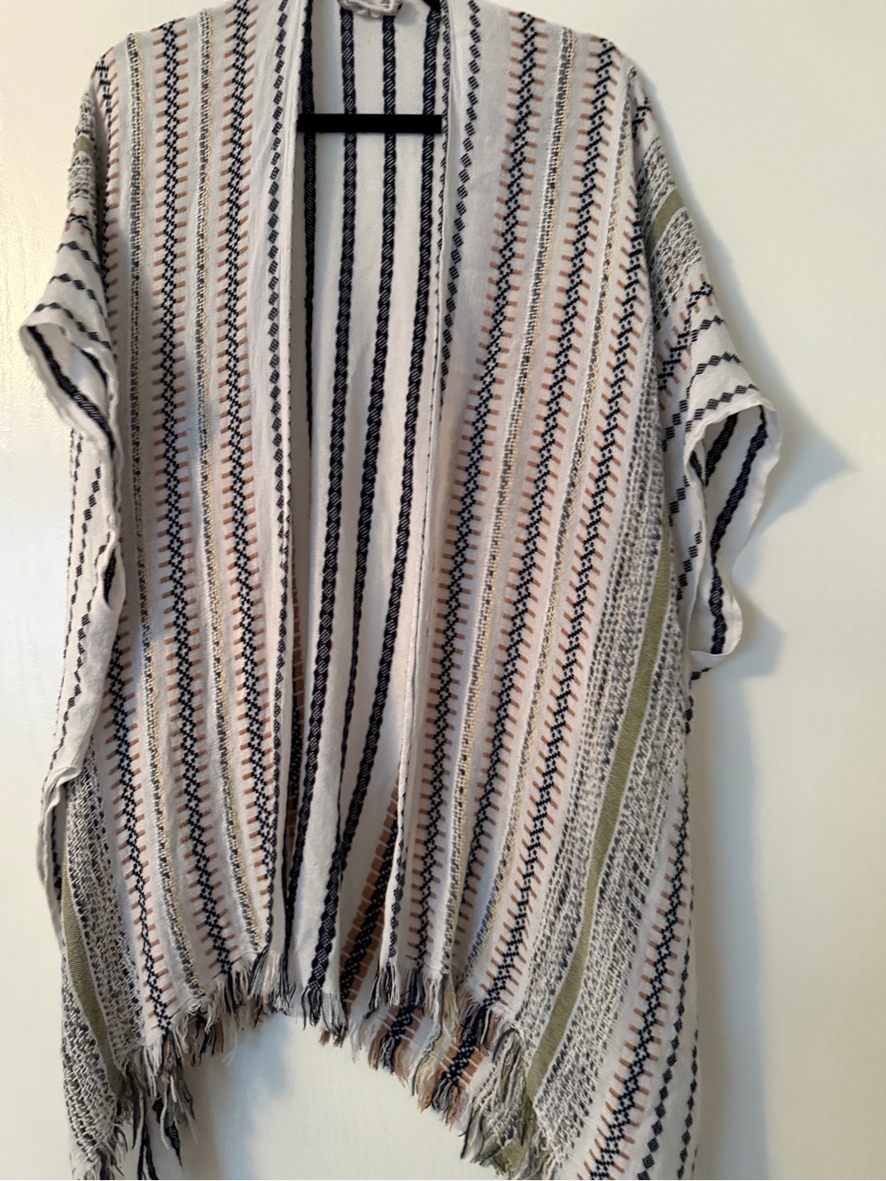 Women’s  Striped coverup  - Cream with Black & Olive Accents